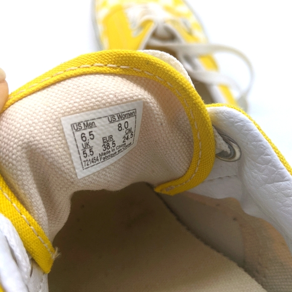 Yellow Checkered Lace Up Vans || Men's 6.5 Women's 8 - Picture 5 of 5